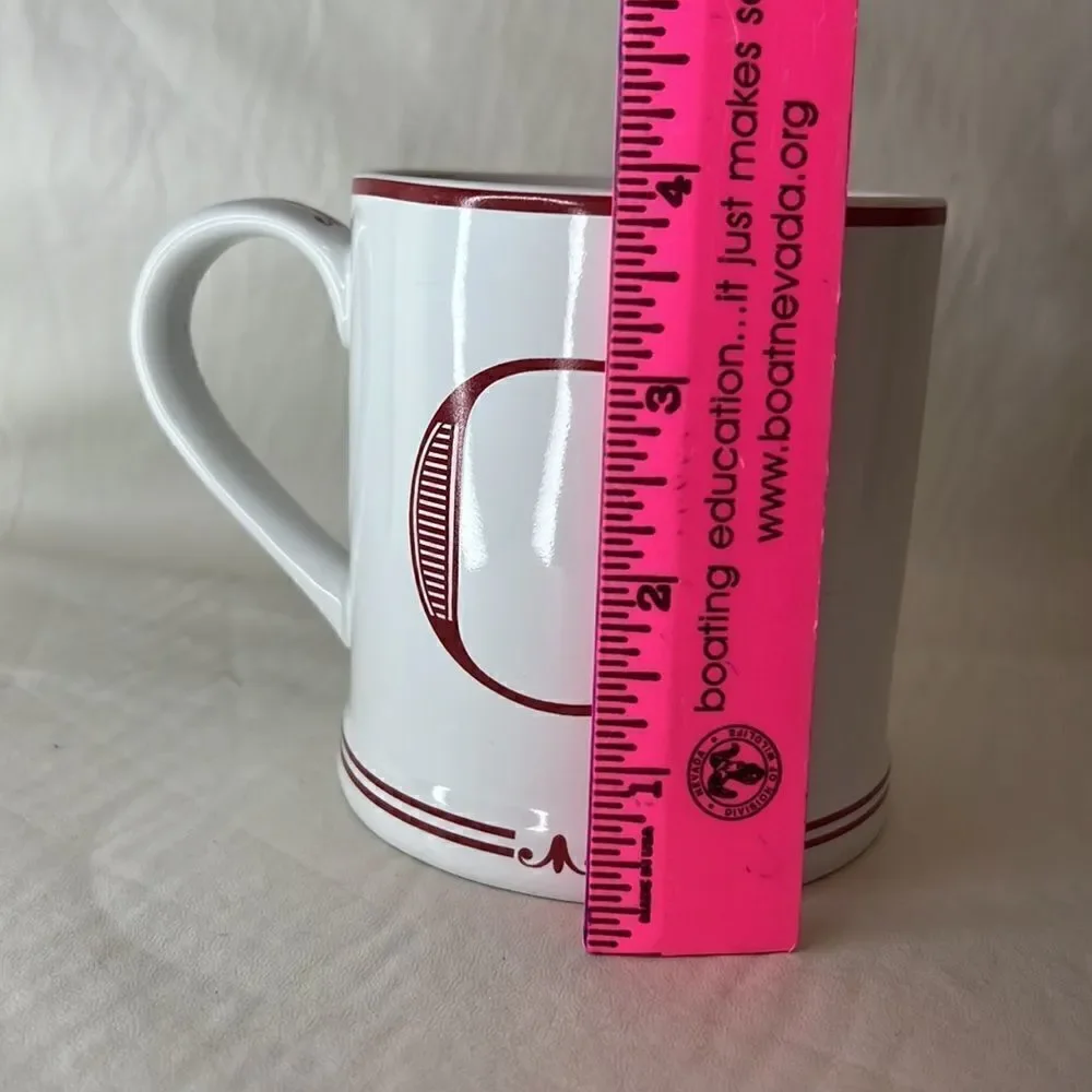 Sue La Table 16 Oz G Letter Coffee Tea Mug White Red 4 In Tall 3 1/4 In Diameter